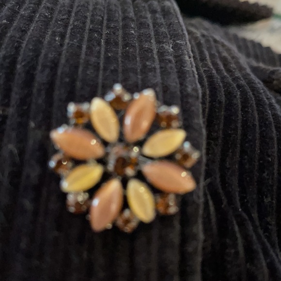 J Jill black Corduroy jacket with crystal flower buttons medium - Picture 7 of 7